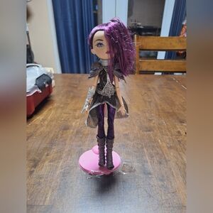 Chic Purple and Black Doll with Stand